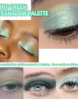Matte Light Green Glitter Eye Shadow Makeup Palette 4 Colors, Highly Pigmented Mint And Seafoam Green Waterproof Eyeshadow Palette For Woman