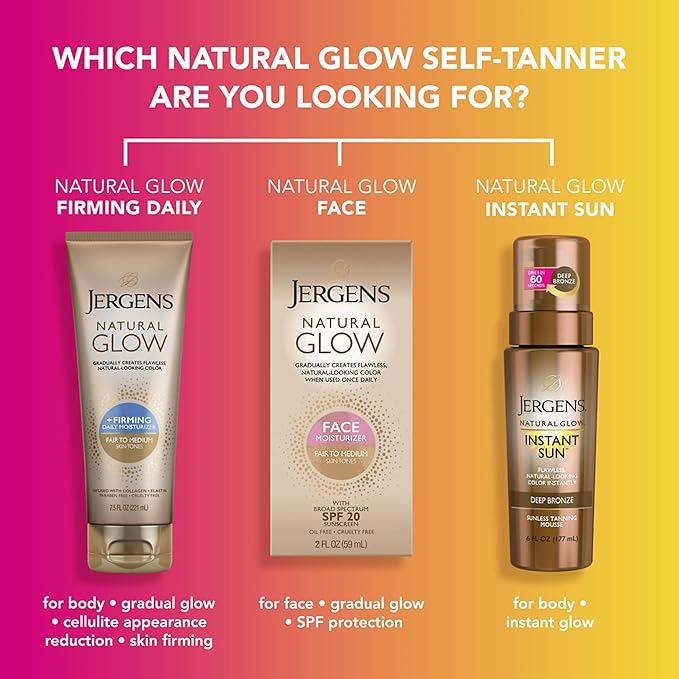 Jergens Natural Glow Face Moisturizer with SPF 20 Sunscreen, Fair to Medium Skin, Oil Free, UVA/UVB Protection - 2 oz