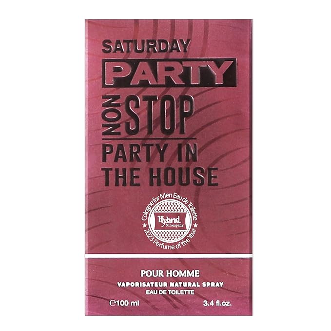 Hybrid & Company Saturday Party Non Stop Red Non Stop Part In The House Pour Homme Eau De Toilette Natural Spray Vaporisateur,3.4FL.OZ