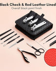 FAMILIFE Nail Kit, Professional Manicure Set Manicure Kit Nail Clipper Set, 13 in 1 Stainless Steel Pedicure Sets Clipper Tool, Men Grooming Tool with Portable Black Leather Travel Case for Him