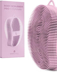 MainBasics Silicone Body Scrubber – Dual-Sided Shower Exfoliator for Men & Women, Gentle Silicone Loofah Alternative for Deep Clean (Pink, Exfoliate)