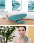 INNERNEED Food-Grade Soft Silicone Body Cleansing Brush Shower Scrubber, Gentle Exfoliating and Massage for All Kinds of Skin (Purple+Dark Green)