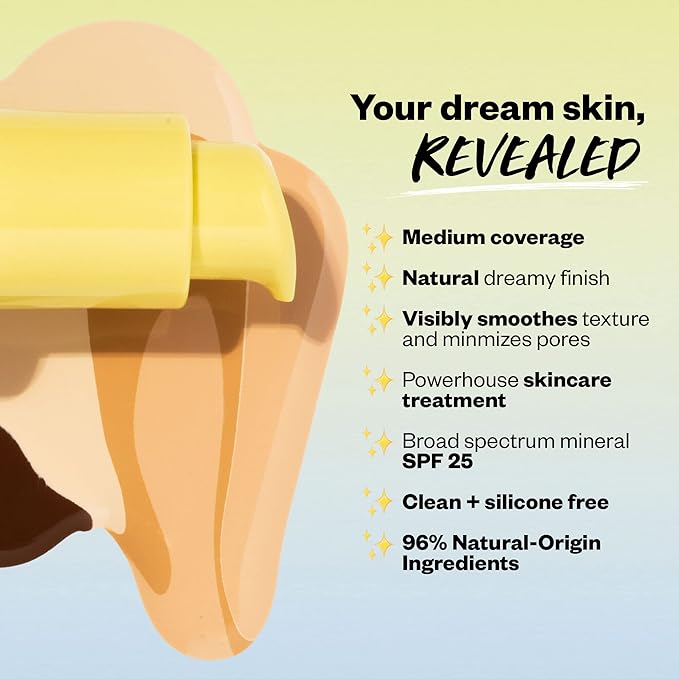 Kosas Revealer Skin-Improving Foundation with SPF 25 Protection - Hydrate, Brighten, Soothe, Plump, Protect Skin - Smoothing Texture, Natural Finish and Clean Formula - Light+ Neutral Olive 160