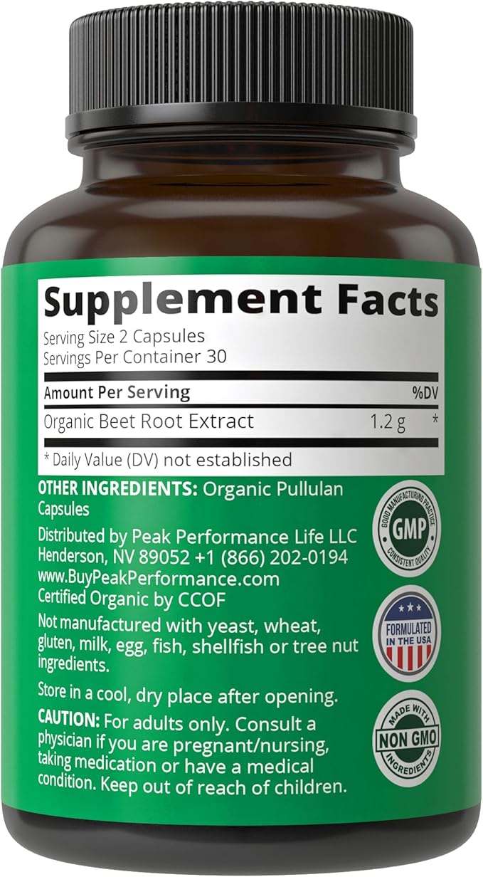 USDA Organic Beet Root Vegan Capsules. Beets Juice Powder Super Food Pills 1200 mg. Nitric Oxide Energy Boosting Beetroot Extract Capsules. Polyphenol Support Supplement for Women and Men