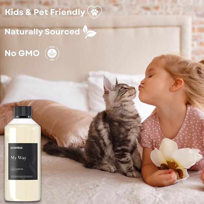 Scentia My Way Hotel Diffuser Refill Oil Inspired by The 1 Hotel Miami Beach- 500 ml 16.9 fl oz - Essential Oil Blend Sandalwood, Cedar & Lemon Notes for Aromatherapy HVAC Diffuser, Thanksgiving Gift