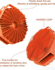 iTokGok® Premium 2-in-1 Silver-Infused Silicone Body Scrubber, Double-Sided Design Body Brush Silicone Body Scrubber Exfoliating Body Brushes for All Skin for Showering, Lathers Well - Orange