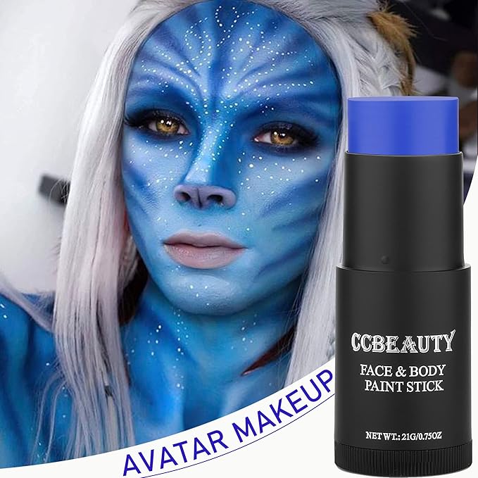 CCbeauty Royal Blue Face Paint Stick, Face Painting Kit, Full Coverage SFX Makeup Foundation, Professional Non-Toxic Body Paint for Halloween Costume Cosplay Party, Avatar, Mystique, Smurf Makeup