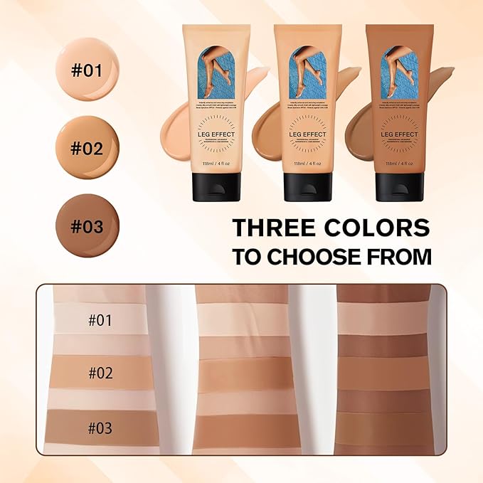 Legs Makeup Waterproof with Brush - Medium Body Concealer, Tattoo & Scar Cover Up, Long Lasting, Transfer Proof, Easy Application for Flawless Looking Legs, All Skin Tones (#3)