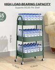 EAGMAK 3 Tier Utility Rolling Cart, Metal Storage Cart with Handle and Lockable Wheels, Multifunctional Storage Organizer Trolley with Mesh Baskets for Kitchen, Living Room, Office, Garage (Jungle)