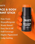 Orange Face Body Painting Stick,Professional Orange Full-coverage Cream Face Paint for Halloween SFX Tiger Pumpkin Clown Cosplay, Washable Eye Stick for Adult Festival & Theater Performance