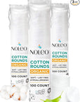 Organic Cotton Rounds Compatible with Makeup Products, Eye Makeup Remover Pads and Baby Wipes, Small, 300 Count - Noleo