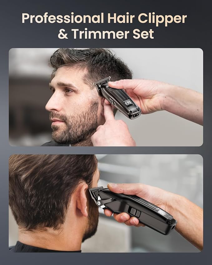 Professional Hair Clippers Set for Men - Afloia Premium Haircut Clipper&Trimmer Kit with High Torque Brushless Motor & DLC Coated Detachable Blade& Charging Stand, Gifts for Men Husband Dad