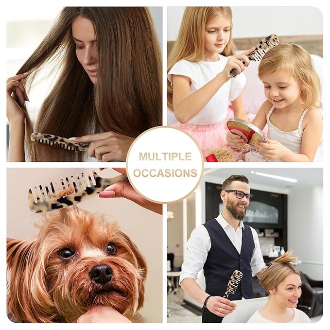 Large Wide Tooth Hair Comb, LADYAMZ [Tortoise Shell] Cellulose Acetate Round Tooth Comb for Straight/Curly Hair,Short/Long Hair Women Men or Kids, Easy Detangling Wet or Dry, Anti-static (Ivory)