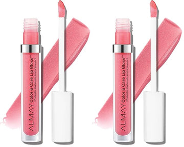 Almay Color & Care Hydrating Lip Gloss, Soft Natural Hues, Prebiotic Complex, Hyaluronic Filling-Sphere Technology, 100 Pink Twilight, 0.1 Fl Oz (Pack of 2)