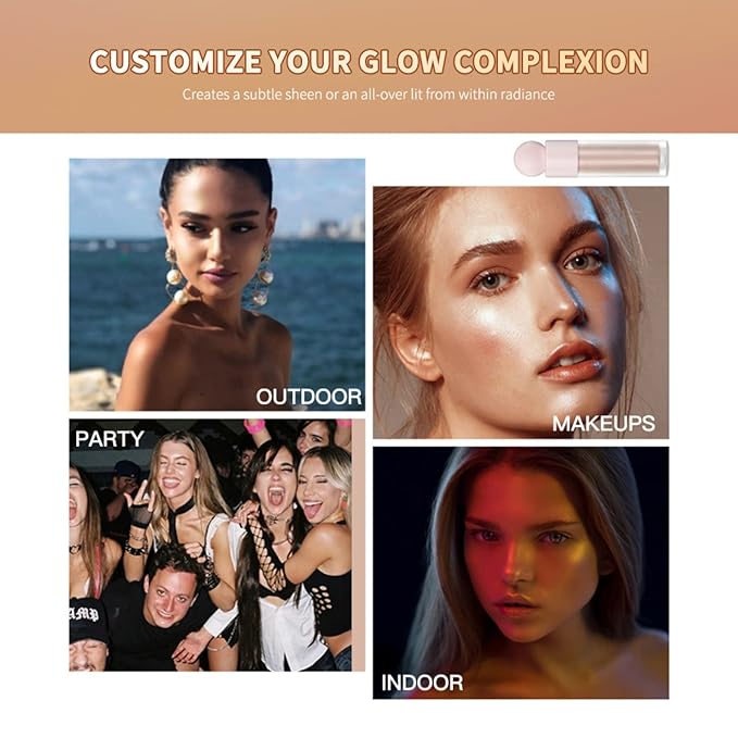 Liquid Highlighter Natural Glow For Face & Body, Rose gold)