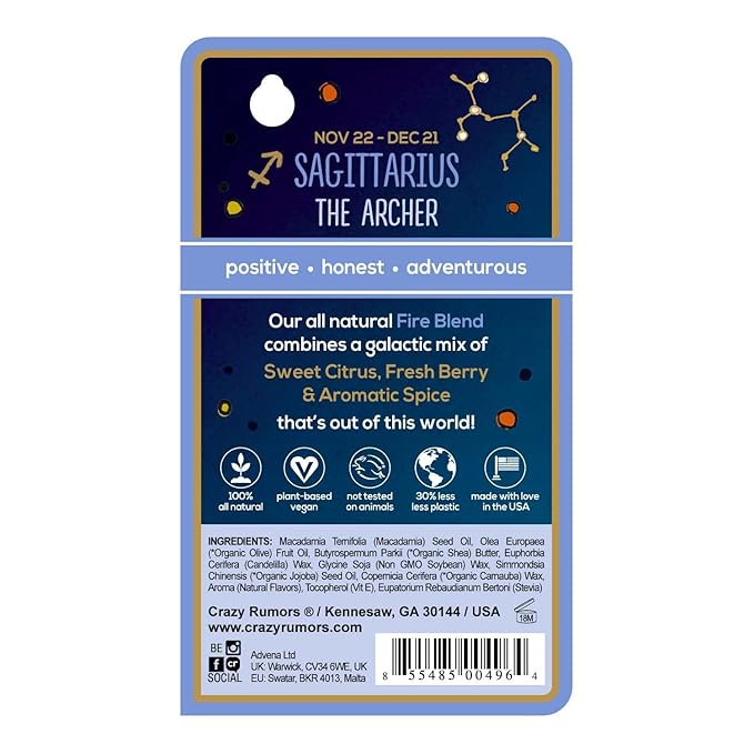 Crazy Rumors Sagittarius Zodiac All Natural, Orange,