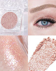 Monochrome Pressed Eyeshadow, Waterproof Neutral Powde Mini Shimmer Rose Gold Eyeshadow, sombras para ojos, Talc, Paraben & Cruelty Free (H03#Shimmer Rose Gold)