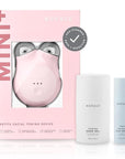 NuFACE MINI+ Microcurrent Facial Device Kit - FDA Cleared Face Sculpting & Skin Tightening Device to Contour, Lift & Tone + Microcurrent Gel Activator & Silk Creme - Sandy Rose