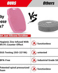 Zinc Infused Silicone Body Scrubber for Shower,Food-Grade Handheld Cleansing Skin Brush, Gentle Exfoliating and Lather Well - Pink