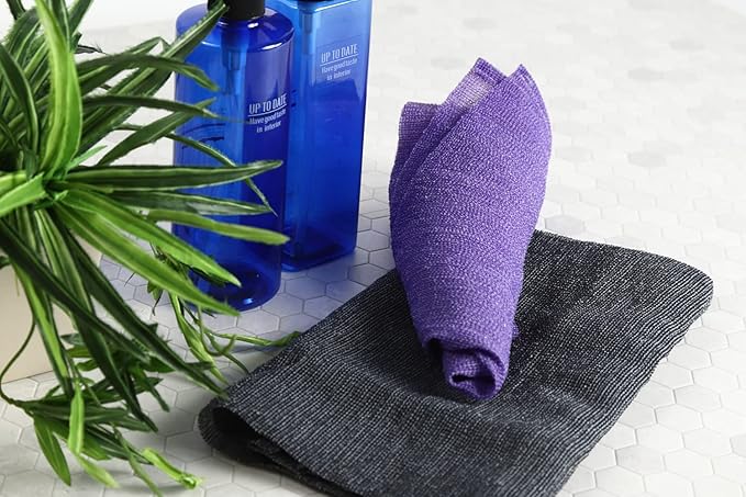 Extra Rough, Exfoliating Washcloth [Made in Japan] Exfoliating Towel Special Texture Makes Fluffy Foam Lather, Back Scrubber, Dead Skin Cell Remover [Loofah for Women and Men] (Black)