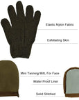 5-Piece Self Tanning Mitt Set with Tan Applicator Mitts, Face Mitt, Exfoliating Glove, for Bronze Tan