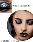 MEICOLY Black Glitter, Professional Body Paint, Mermaid Sequins Eye Glitter for Halloween Cosplay SFX Makeup, Chunky Face Gel for Women and Kids, 50ml
