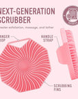 Sud Scrub® Antimicrobial Silicone Body Scrubber, Exfoliating Body Scrubber for Sensitive Skin, Eco Friendly Shower Scrubber for Body, Silicone Body Brush for Showering, Pink