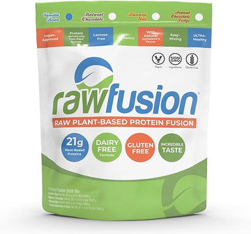 Rawfusion- Vegan Protein Powder, Vanilla Bean - 60 Servings 21g of Plant Based Protein, Low Net Carbs, Non-Dairy, Gluten/ Lactose Free, Soy Free, Kosher, Non-GMO, 4lbs Pound