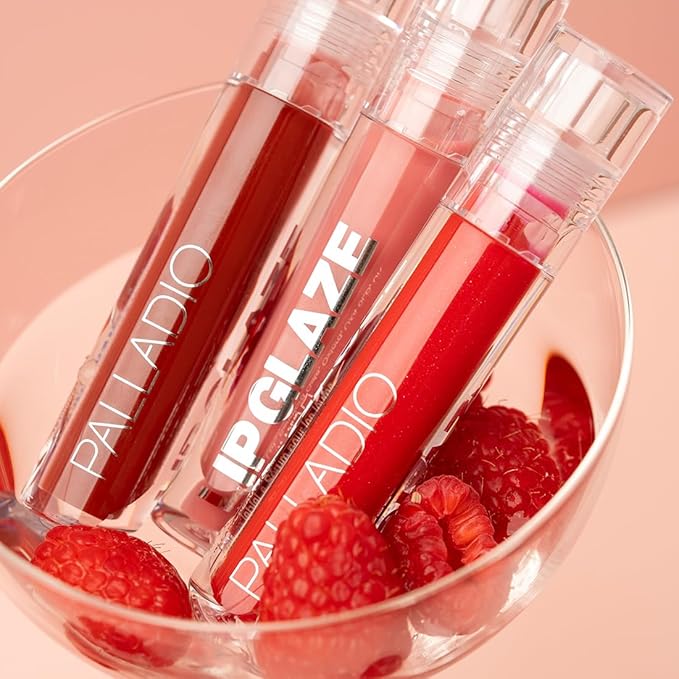 Palladio Lip Glaze Serum, Hydrating Lip Gloss with Peptides & Hyaluronic Acid for Plump, Smooth, and Nourished Lips – Vegan, High-Shine, Non-Sticky Finish (Sugar Plum)