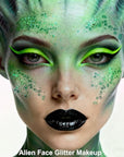 MEICOLY Green Face Body Glitter,Christmas Face Glitter Stocking Stuffers,Green Accessories for Spirit Week Alien Costume,Face Paint Glitter Makeup for Halloween Festival Rave Outfits