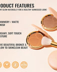 Oulac Matte Bronzer Powder Face Makeup with Mirror Cruelty-Free BS01
