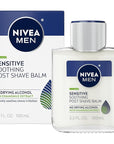 NIVEA MEN Sensitive Soothing Post Shave Balm with Vitamin E, Pro-Vitamin B5 and Chamomile Extract, Alcohol Free After Shave Balm for Men, 3.3 Fl Oz Bottle