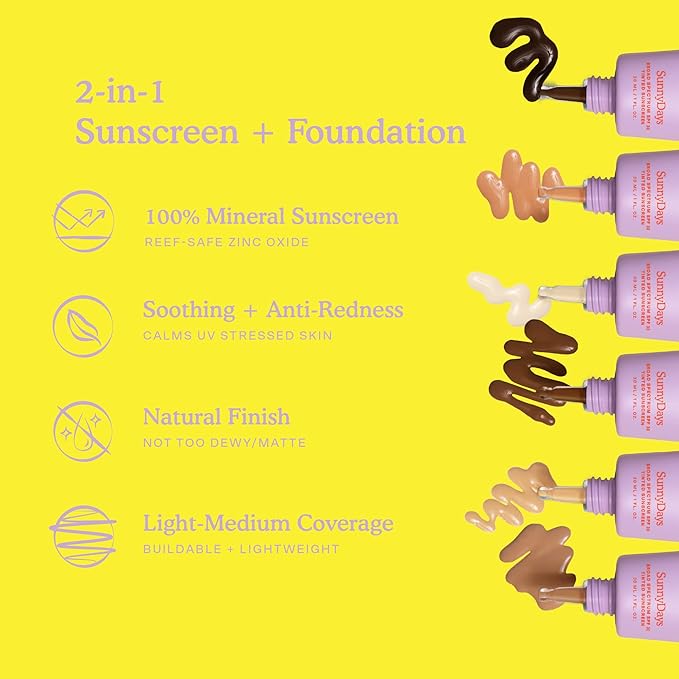 Tower 28 Beauty SunnyDays SPF 30 Tinted Mineral Sunscreen - For Sensitive Skin - 2-in-1 Facial Broad Spectrum UVA/UVB Protection + Foundation – Shade 40 RUNYON, 1 Fl Oz