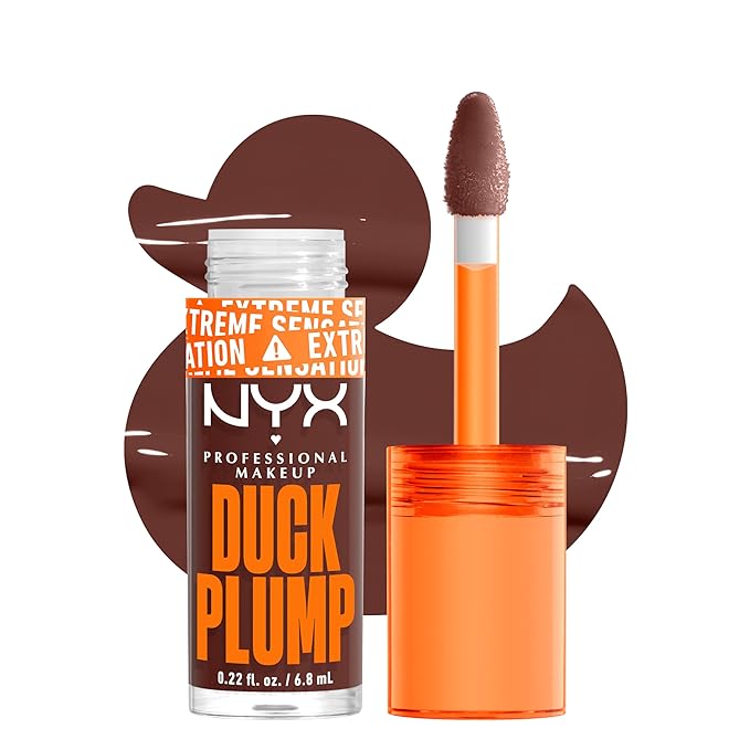 NYX PROFESSIONAL MAKEUP Duck Plump High Pigment Plumping Lip Gloss with Spicy Ginger, Vegan Lip Makeup - Twice The Spice (Spiced Red)