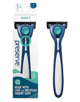 Preserve Shave 5 Five Blade Refillable Razor, Made from Recycled Materials, Navy Blue