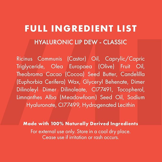 Handmade Heroes 100% Natural Vegan Tinted Lip Gloss with Hyaluronic Acid - Lightweight Moisturizing Soft Lipstick for Dry Lips - Classic (Red)