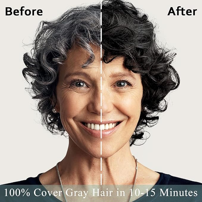 Fvquhvo Black Hair Dye Shampoo 3 in 1, Hair Color Shampoo for Women Men, Covers Gray in Minutes, Instant Black Hair Shampoo, Champu Para Canas, Easy to Use 16.90 Fl Oz