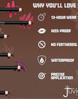 Juvia's Place Long Wear Lip Pencil – Signature – Waterproof & Kiss-proof, Long Lasting Lip Liner, Smooth Makeup Application - Soft Matte Finish Base for Lipstick - 13 Hours of Wear for Everyday Use
