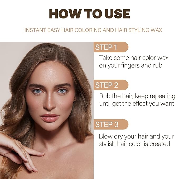 Temporary Hair Color Wax,Hair Spray Color, Hair Wax Color 4.23 oz, Easy Washout Temporary Hair Dye for Halloween,Cosplay, Party (Brown, 4.23)