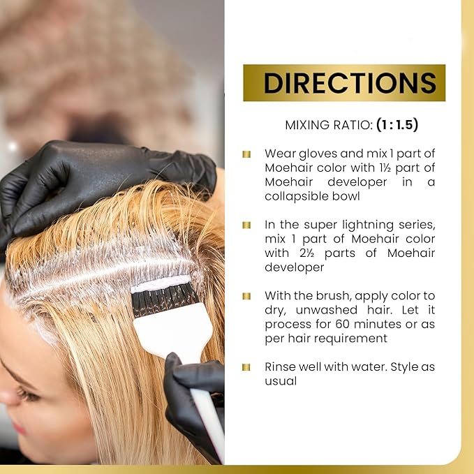 MOEHAIR Hair Coloring Kit | 9NN Permanent Hair Color (Very Light Blonde Intense), 20 Volume Developer 6%, Coloring Brush, Gloves & Mixing Bowl| Keratin Infused Color | Gray Coverage | Adds Shines