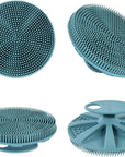 INNERNEED Food-Grade Soft Silicone Body Scrubber Shower Brush Handheld Cleansing Skin Brush, Gentle Exfoliating and Lather Well (Dark Green)
