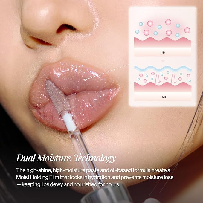 ENTROPY MAKEUP Tulle Lip Gloss, Lightweight 3D Pearl Shimmer, Ultra-Gloss High Shine, Non-Sticky Moisturizing Lip Gloss with Peptide Complex, Tutu