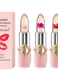 3 Pcs/Set Flower Jelly Lipstick Set Temperature Change Moisturizer Long Lasting Nutritious Balm Magic Color Change Lip Gloss (3Pcs Flower Jelly Lipstick 010203)