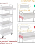 Calmootey 4-Tier Rolling Utility Cart with Drawer,Multifunctional Storage Organizer with Plastic Shelf & Metal Wheel,Storage Cart for Kitchen,Bathroom,Living Room,Office,White