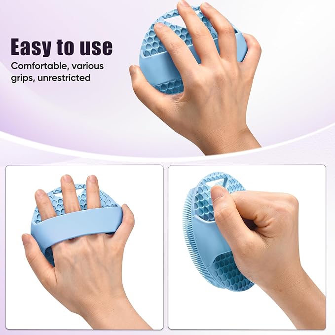 Lymphatic Drainage Silicone Body Scrubber for Shower - Exfoliating Silicone Loofah with Zinc Infused and Stiff Massage Nodes，for Improving Skin Health and Reduces Acne -Azure
