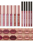 BestLand 12Pcs Matte Liquid Lipstick + Lip Liner Pens Set, Velvety Nude Lip Stain Waterproof Long Wear Makeup Gift Set