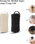 2 PC Silicone Body Scrubber, 2 in 1 Exfoliating Shower Bath Scrubber, Soft Silicone Loofah for Sensitive Skin, Shower Hair Scalp Massager, Easy to Clean, Lather Well (Grey&Black)