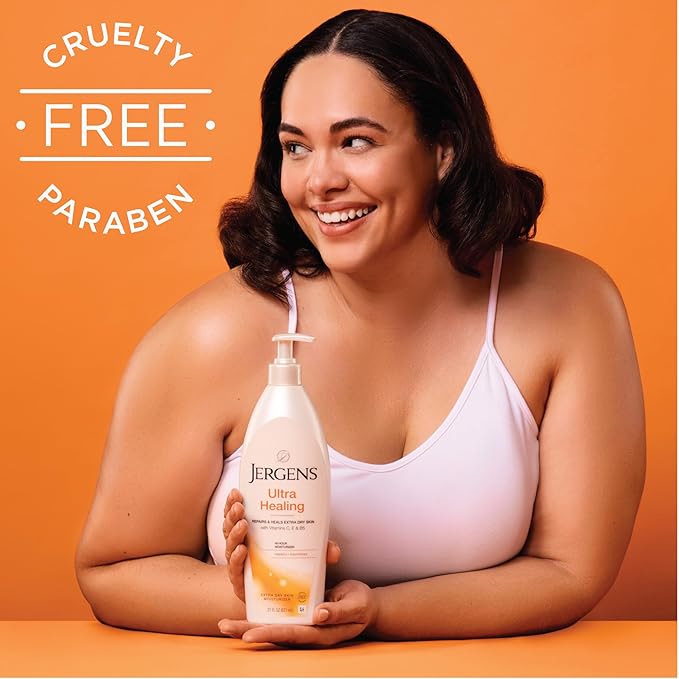 Jergens Ultra Healing Lotion for Extremely Dry Skin, Moisturizer to Relieve and Repair Rough Spots, Improves Skin Texture, Hand and Body Lotion with Vitamins E, C, & B5, 3 Oz (Pack of 6)