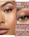 evpct Rose Gold Single Eyeshadow Palette Makeup for Older Women, Amber Rush Brown Shimmer Glitter Sparkly Cream Eye Shadow Palette Brightener Makeup for Older Women, High Pigment Monochrome Eyeshadow