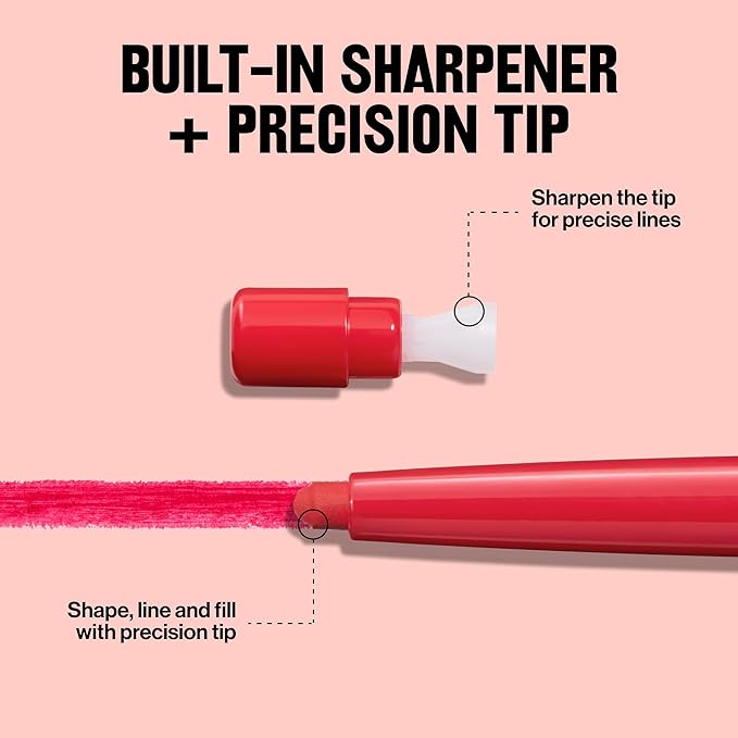 Revlon Colorstay Lip Liner with Built-In Sharpener, Valentine's Day Makeup Gifts for Women, Longwear Rich Colors, Smooth Application, 655 Rose, 0.01 oz